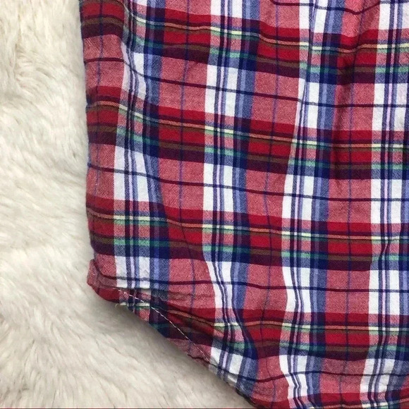Chaps Collared Short Sleeved Plaid Shirt Red, White, & Blue Plaid  Size 4T - Picture 11 of 16